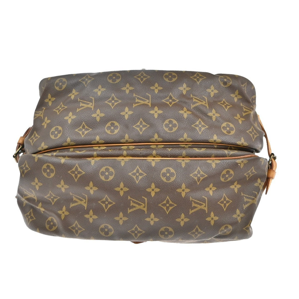 Louis Vuitton Saumur Handbag Monogram Canvas Brown Leather Shoulder Bag Bag (Pre-Owned)