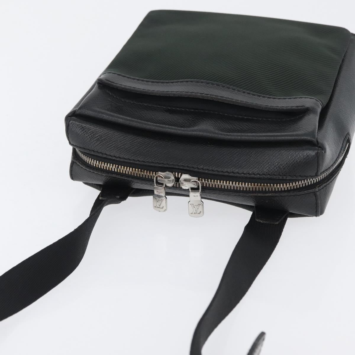 Louis Vuitton Sayan Messenger Bag Taiga Leather And Canvas Black Leather Shoulder Bag Bag (Pre-Owned)