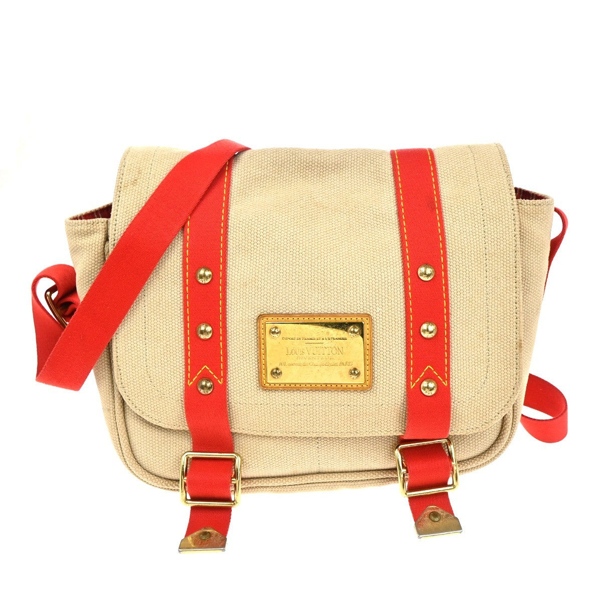 Louis Vuitton Antigua Besace Messenger Bag Canvas Beige Canvas Shoulder Bag Bag (Pre-Owned)