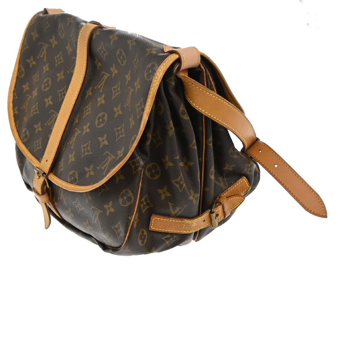 Louis Vuitton Saumur Handbag Monogram Canvas Brown Canvas Shoulder Bag Bag (Pre-Owned)
