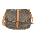 Louis Vuitton Saumur Handbag Monogram Canvas Brown Leather Shoulder Bag Bag (Pre-Owned)