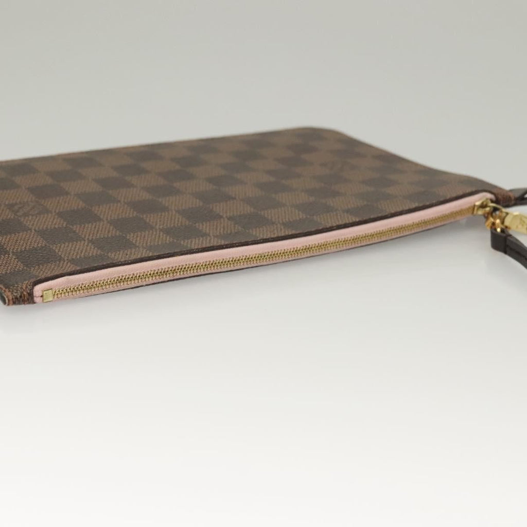Louis Vuitton Neverfull Pochette Damier Brown Canvas Bag (Pre-Owned)