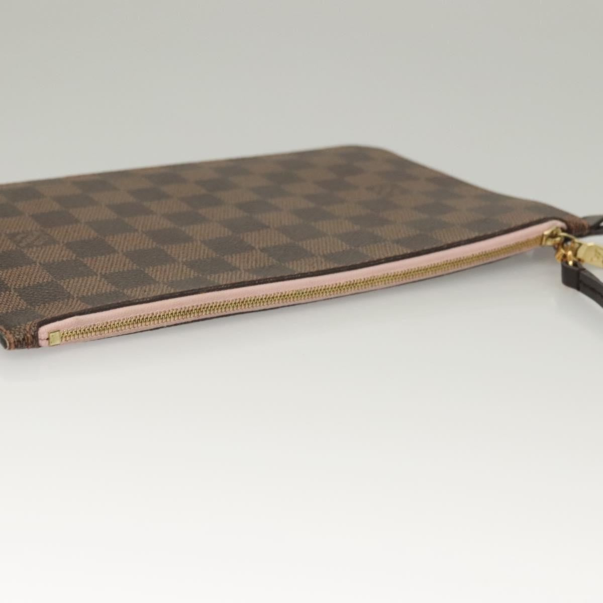 Louis Vuitton Neverfull Pochette Damier Brown Canvas Bag (Pre-Owned)