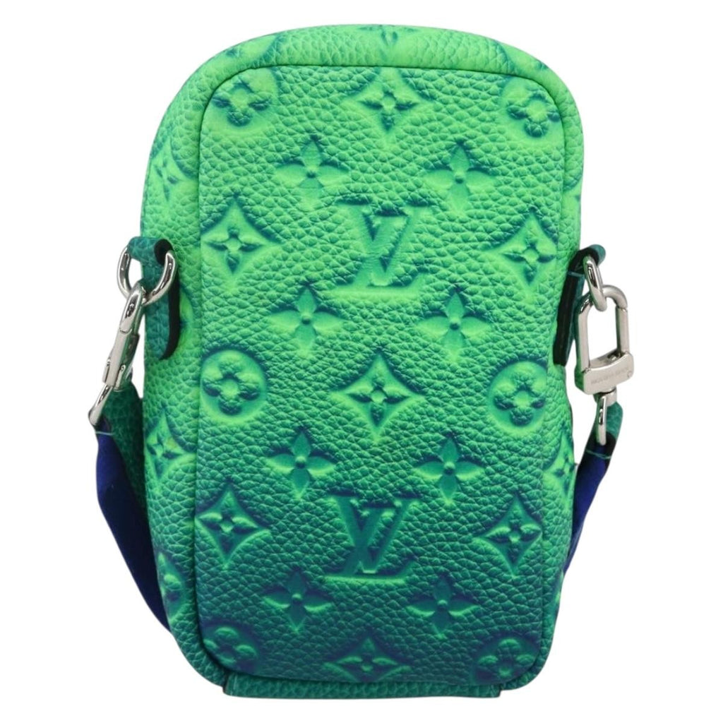 Louis Vuitton Double Phone Pouch Nm Monogram Shadow Leather Green Leather Clutche & Pouche Bag (Pre-Owned)