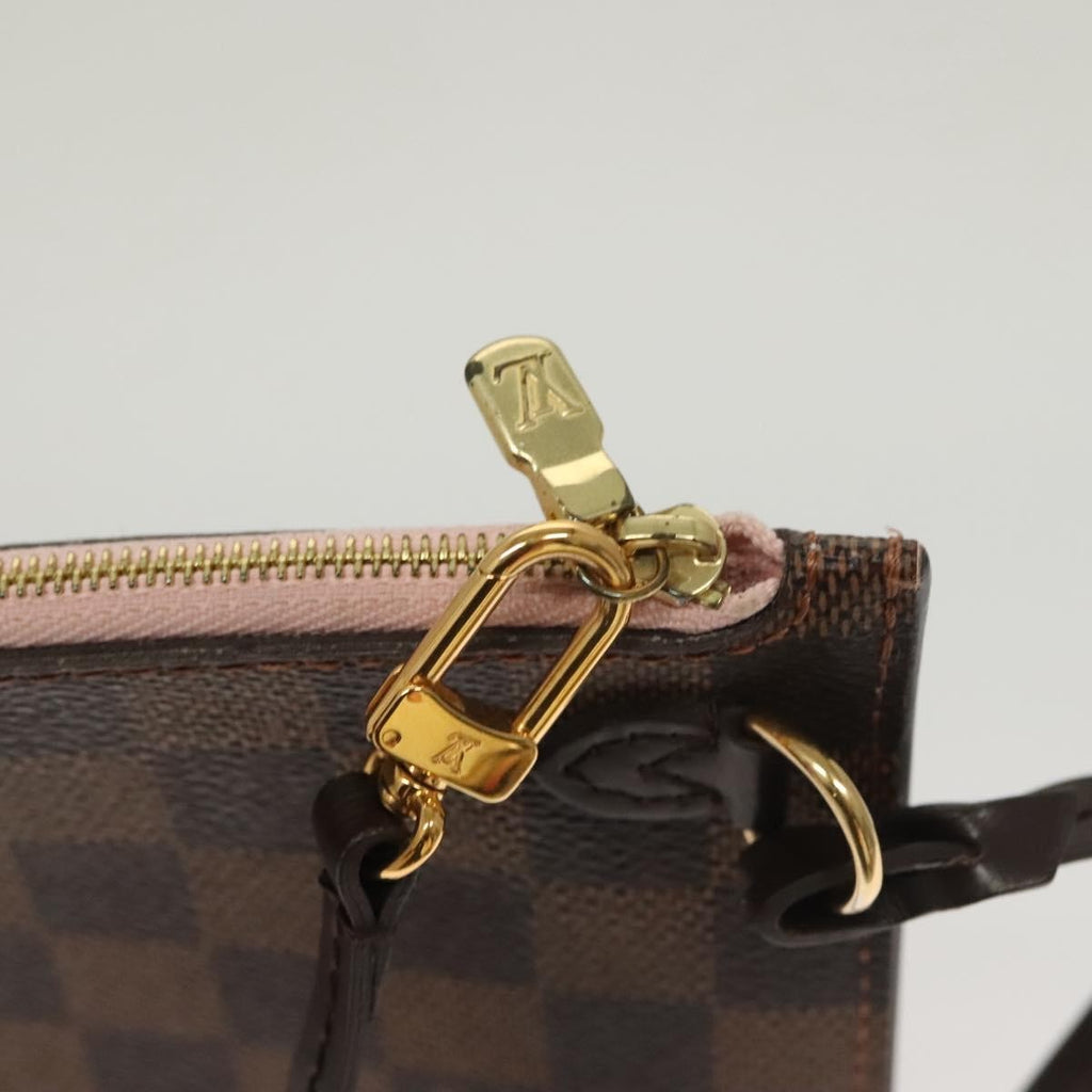 Louis Vuitton Neverfull Pochette Damier Brown Canvas Bag (Pre-Owned)