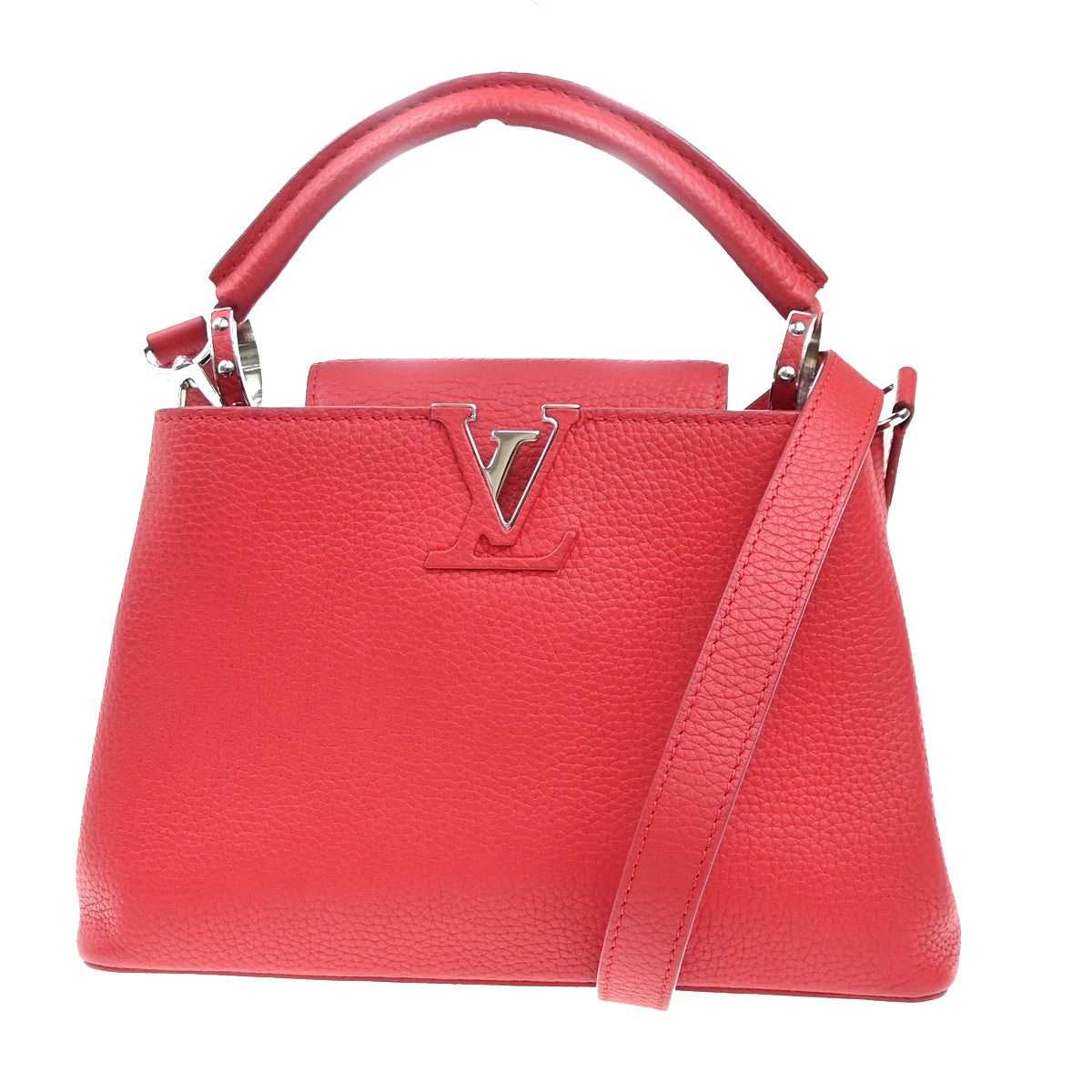 Louis Vuitton Capucines Bag Leather Red Leather Handbag (Pre-Owned)