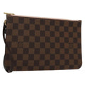 Louis Vuitton Neverfull Pochette Damier Brown Canvas Bag (Pre-Owned)