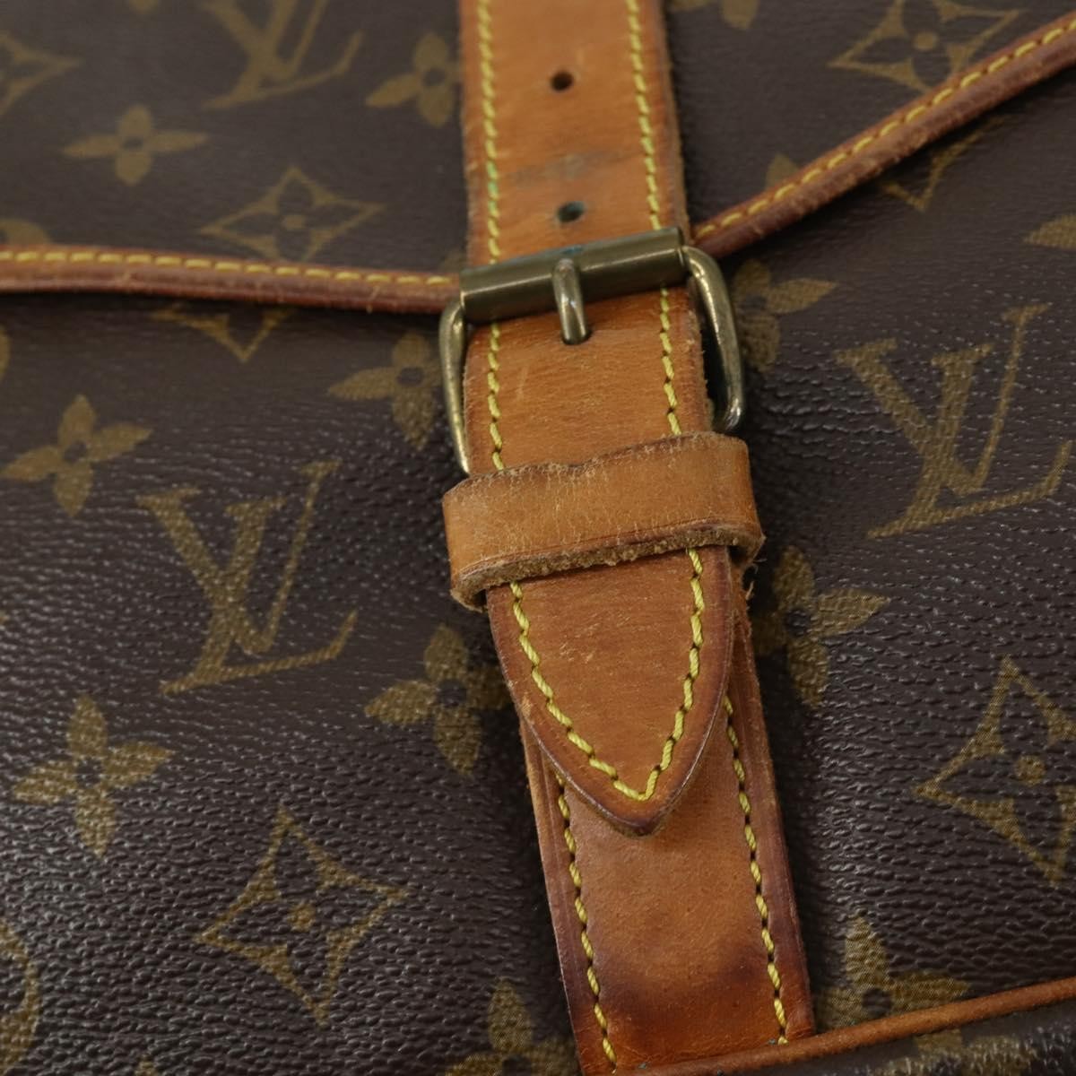 Louis Vuitton Saumur Handbag Monogram Canvas Brown Canvas Shoulder Bag Bag (Pre-Owned)