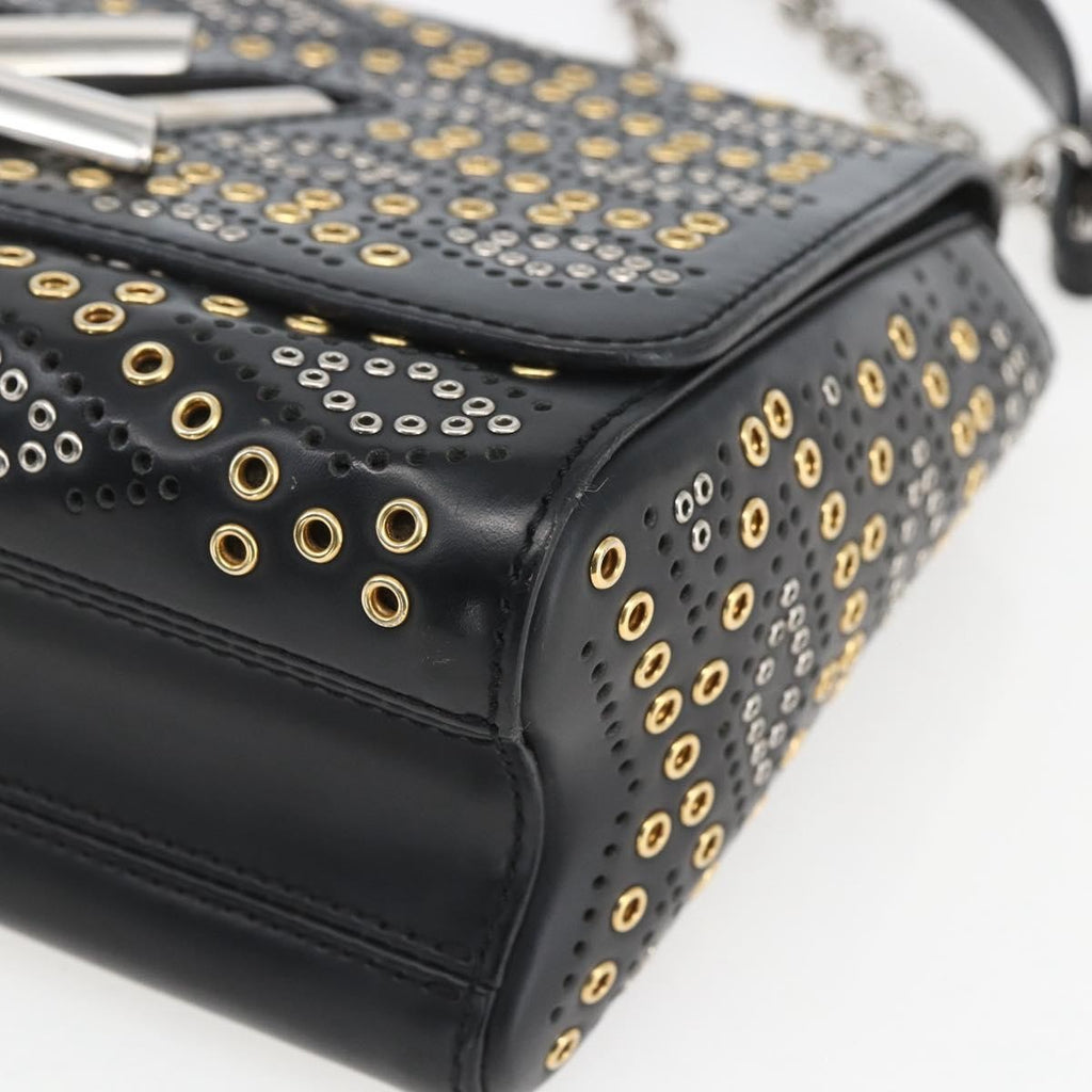 Louis Vuitton Twist Handbag Limited Edition Grommet Embellished Leather Black Leather Shoulder Bag Bag (Pre-Owned)