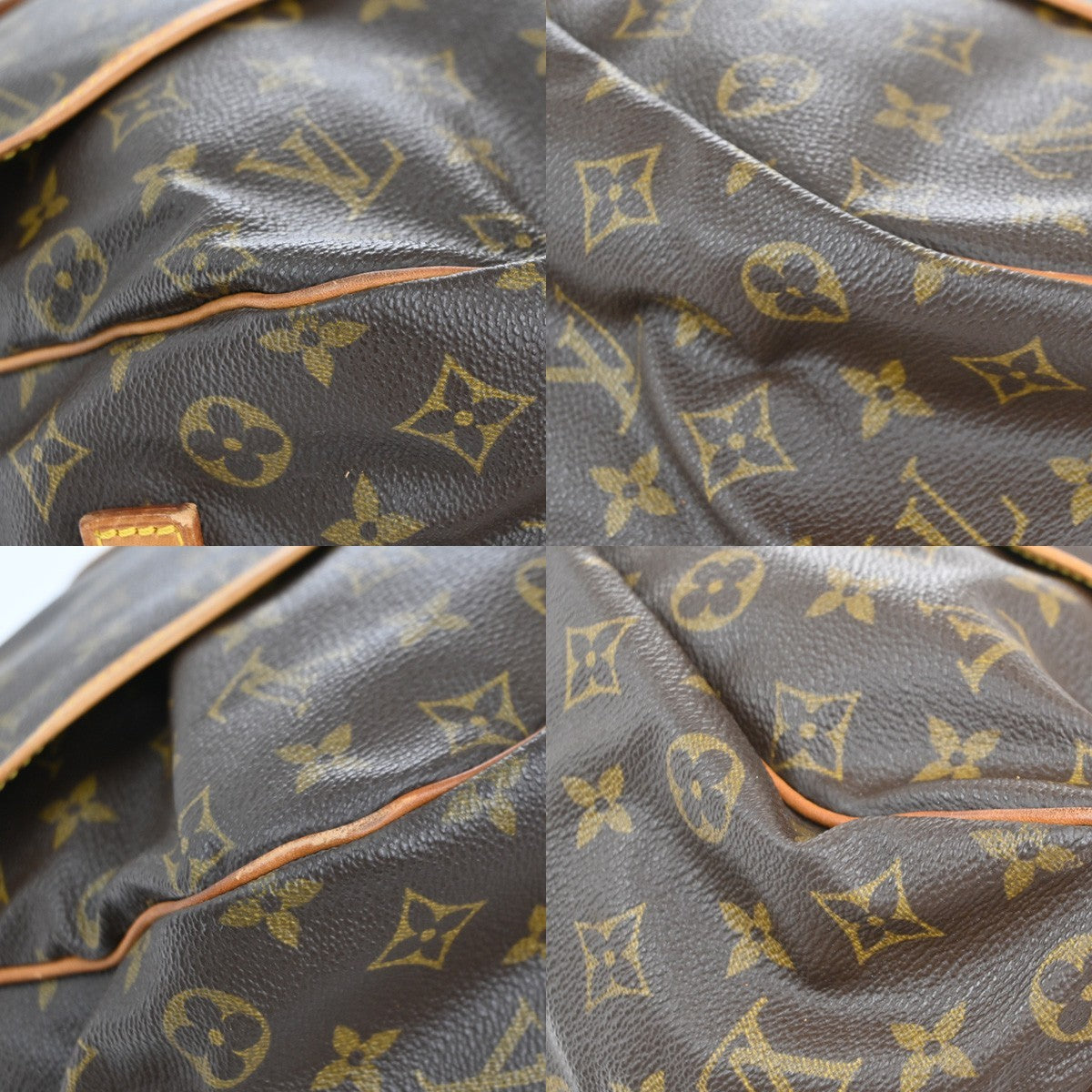 Louis Vuitton Saumur Handbag Monogram Canvas Brown Canvas Shoulder Bag Bag (Pre-Owned)
