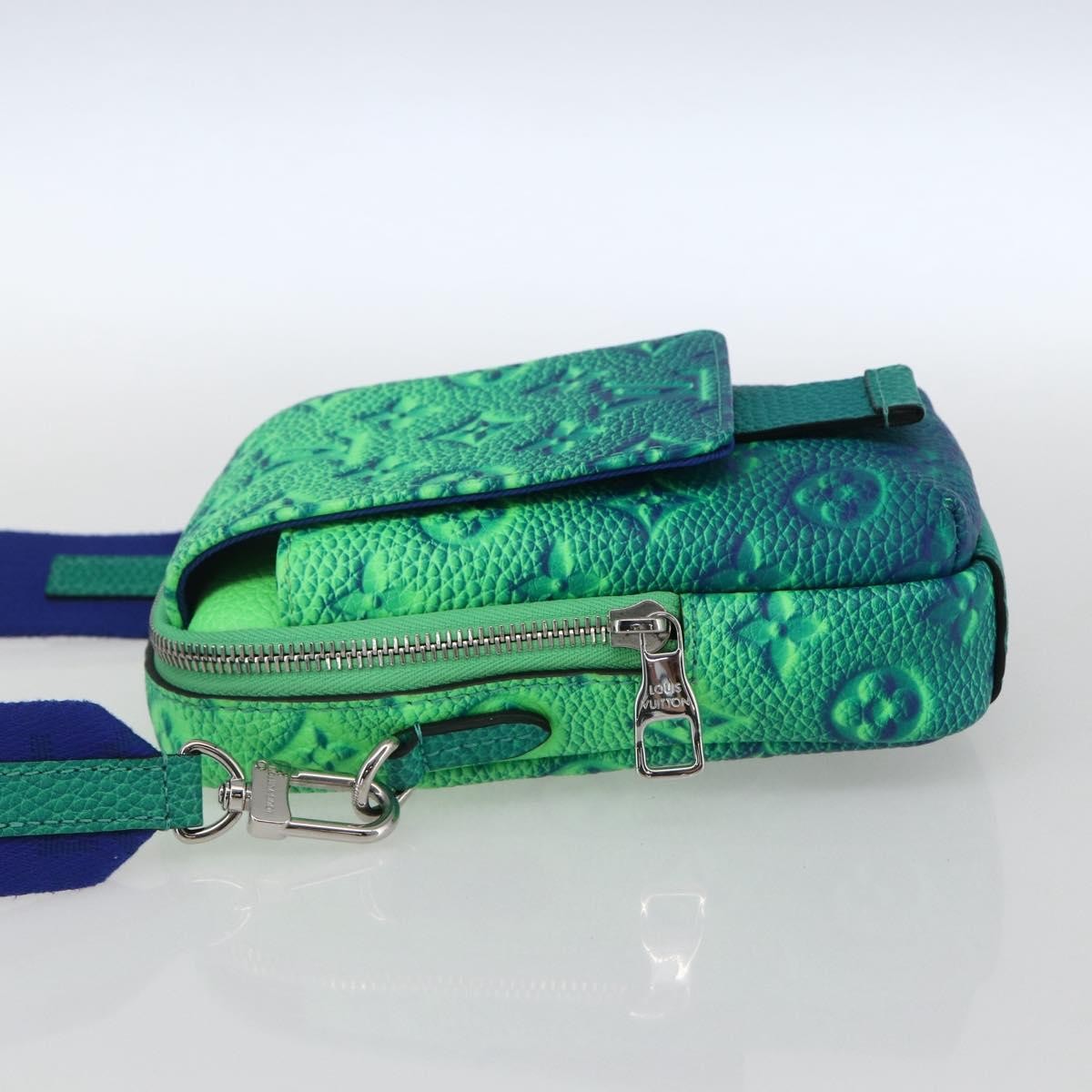 Louis Vuitton Double Phone Pouch Nm Monogram Shadow Leather Green Leather Clutche & Pouche Bag (Pre-Owned)