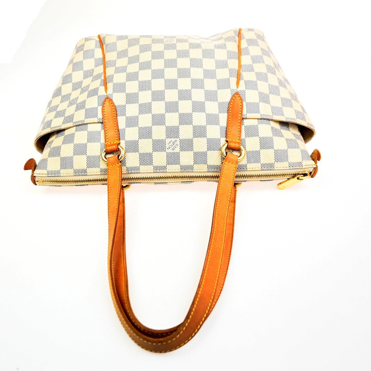Louis Vuitton Totally Handbag Damier Azur White Canvas Shoulder Bag Bag (Pre-Owned)
