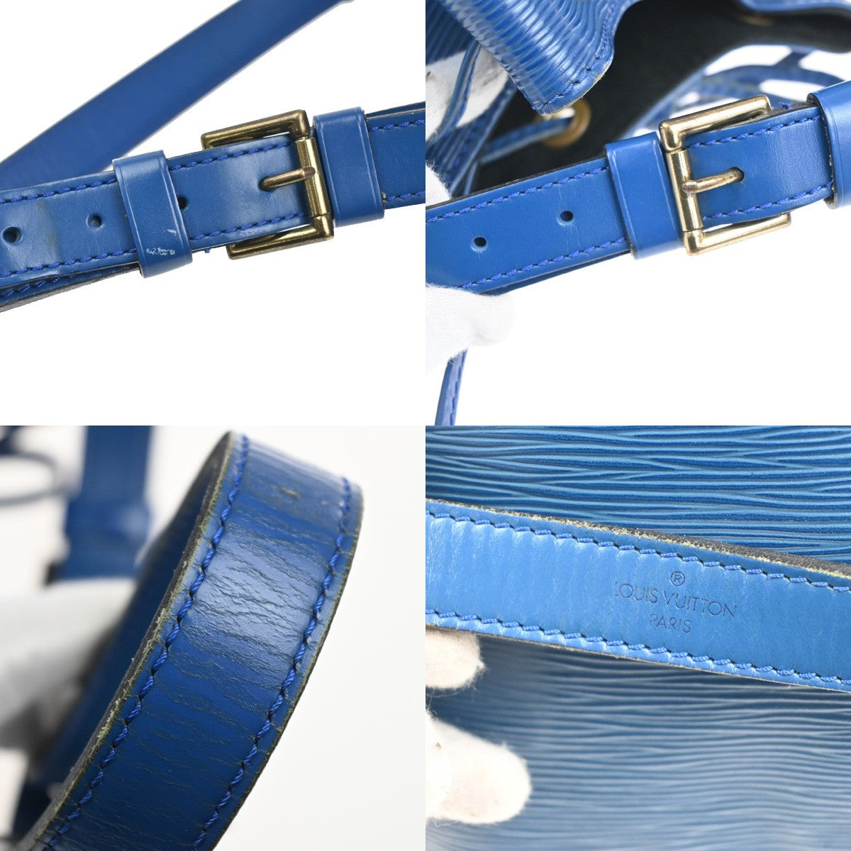 Louis Vuitton Petit Noe Handbag Epi Leather Blue Leather Shoulder Bag Bag (Pre-Owned)