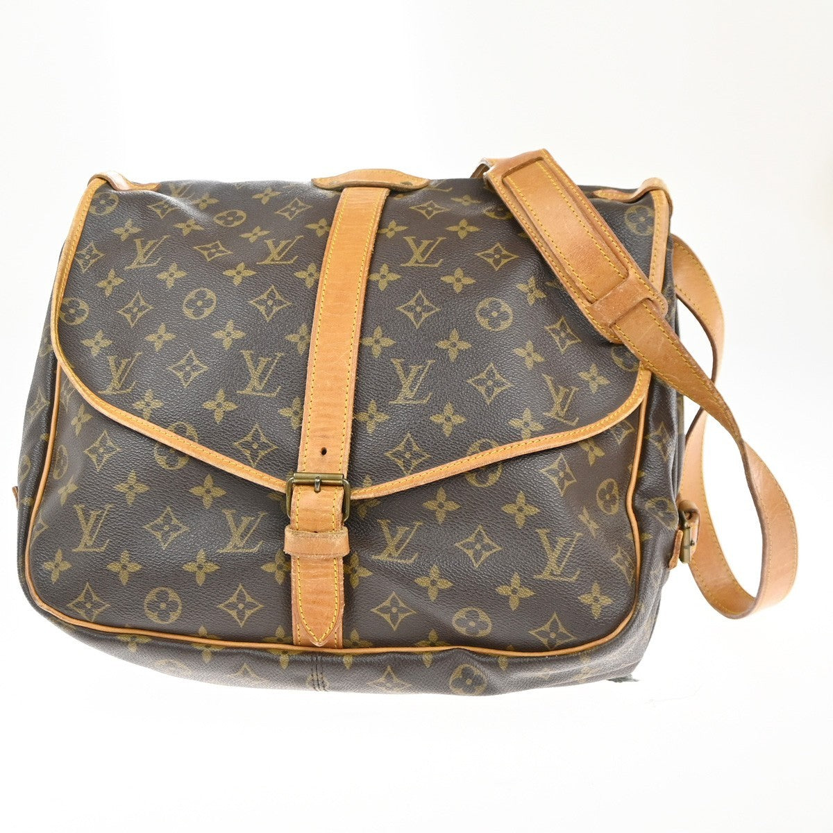 Louis Vuitton Saumur Handbag Monogram Canvas Brown Canvas Shoulder Bag Bag (Pre-Owned)
