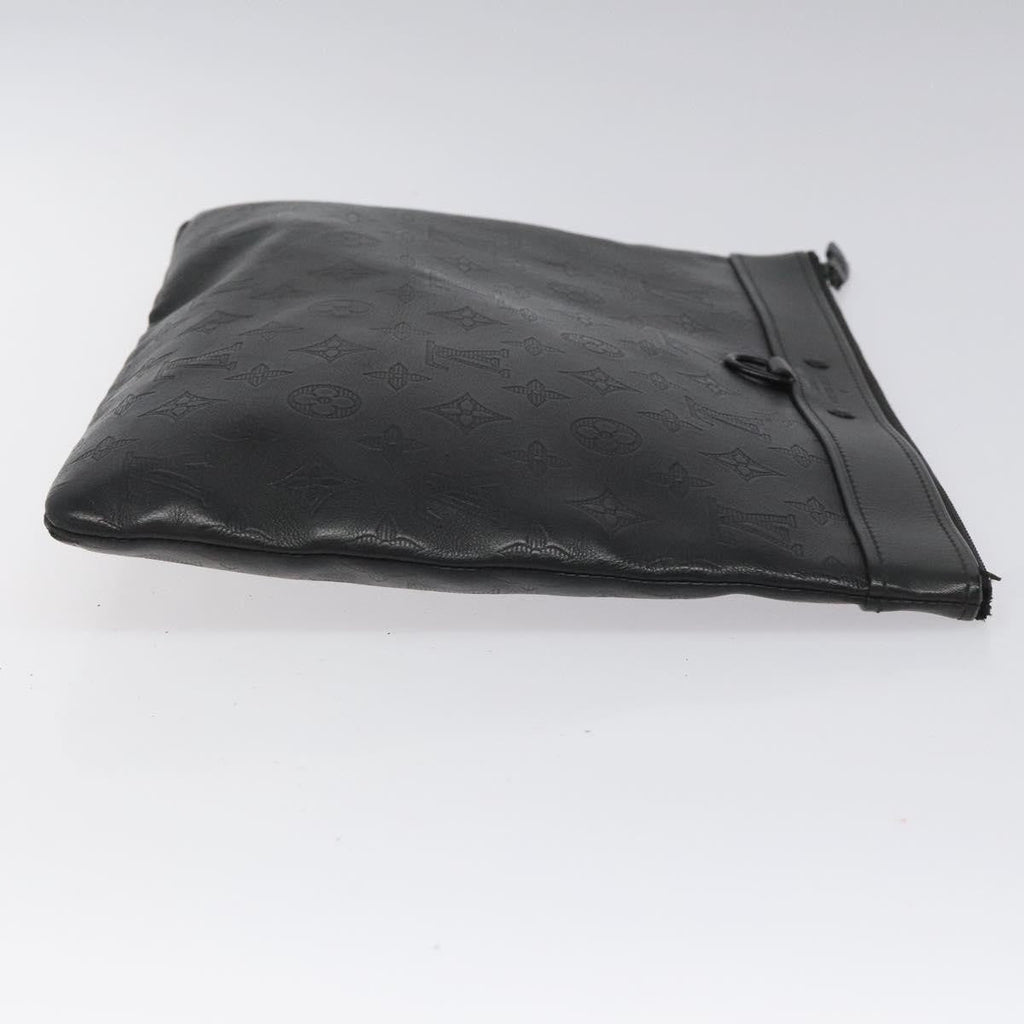 Louis Vuitton Discovery Pochette Monogram Shadow Leather Black Leather Bag (Pre-Owned)