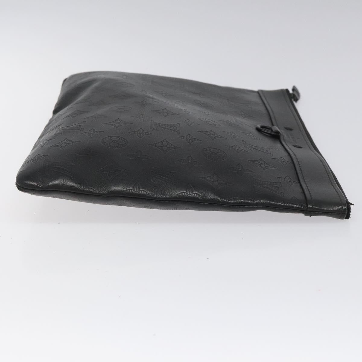 Louis Vuitton Discovery Pochette Monogram Shadow Leather Black Leather Bag (Pre-Owned)
