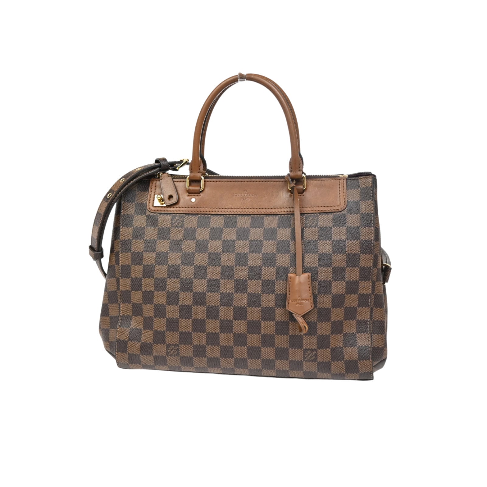Louis Vuitton Greenwich Bag Damier Brown Leather Handbag (Pre-Owned)