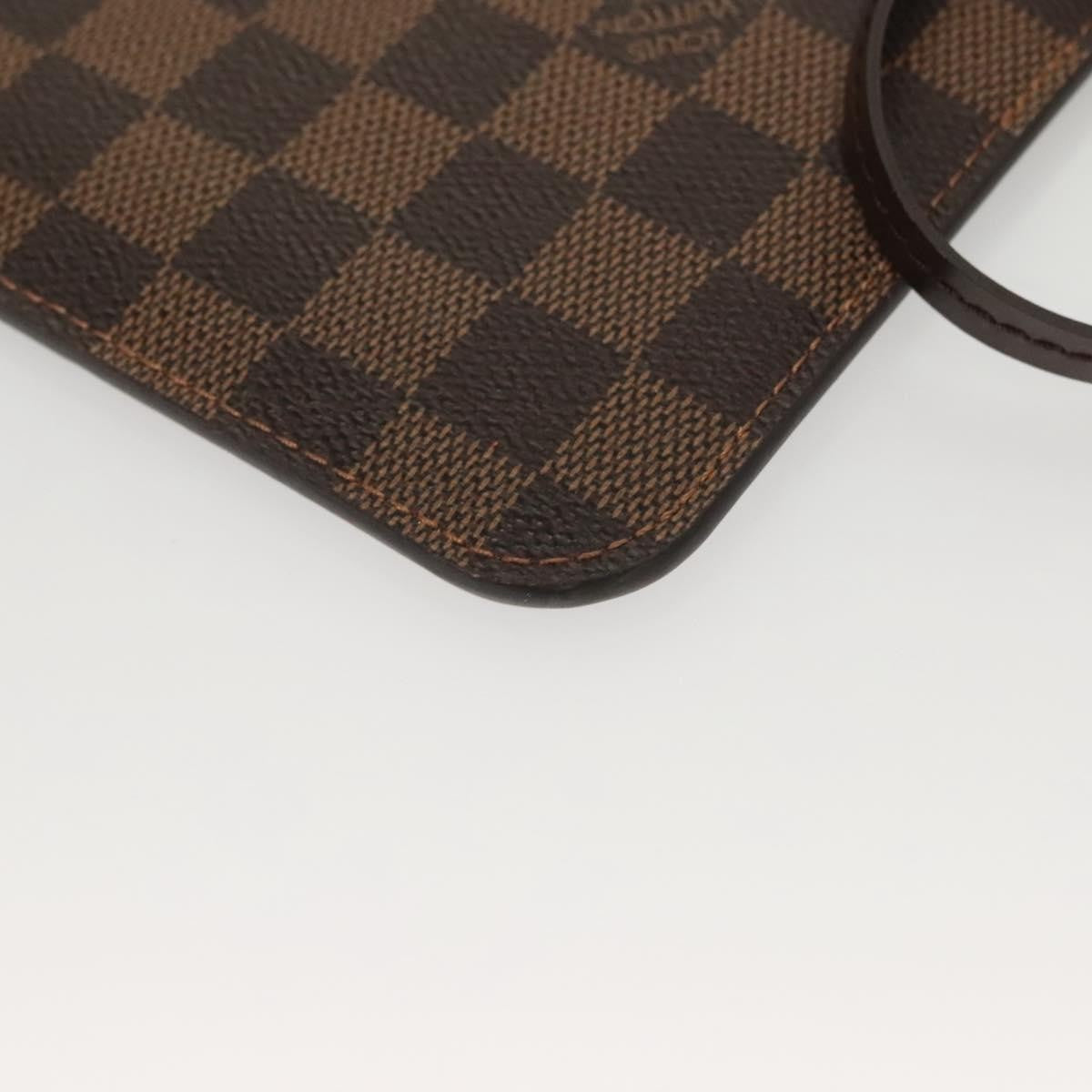 Louis Vuitton Neverfull Pochette Damier Brown Canvas Bag (Pre-Owned)