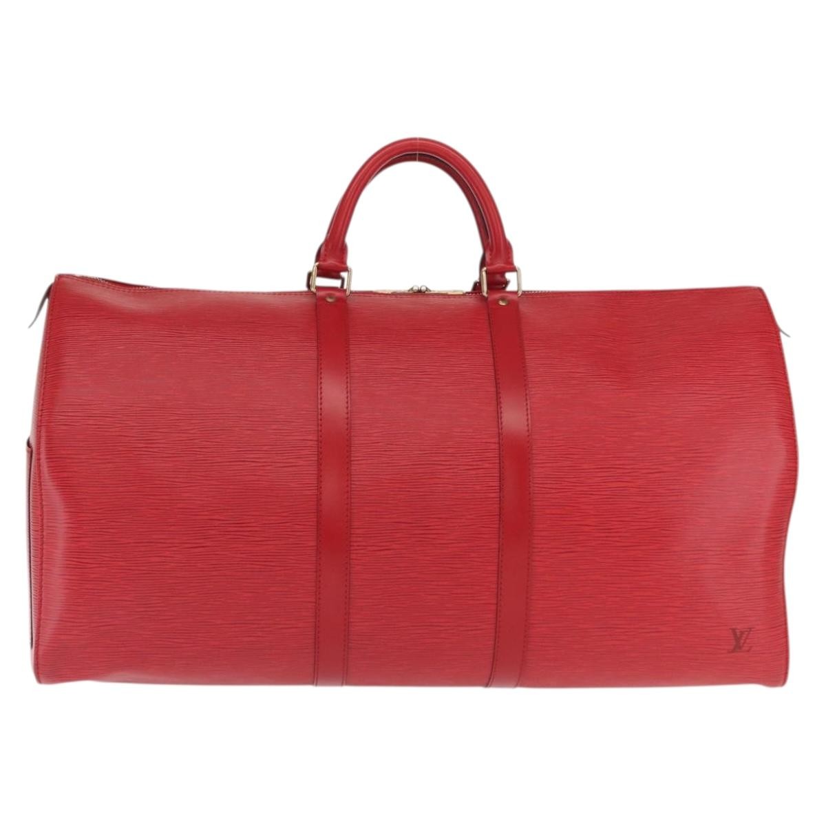 Louis Vuitton Keepall Bag Epi Leather Red Leather Travel Bag Bag (Pre-Owned)