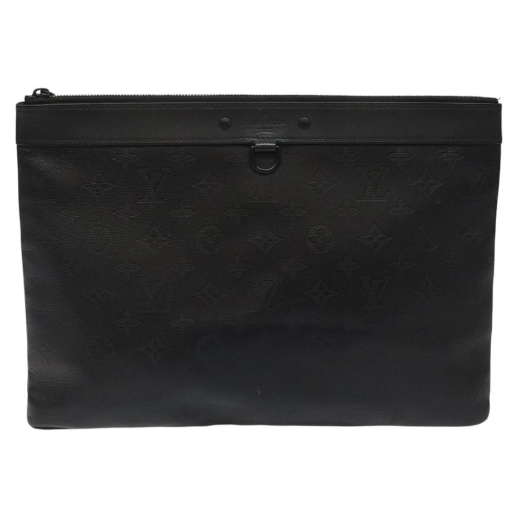 Louis Vuitton Discovery Pochette Monogram Shadow Leather Black Leather Bag (Pre-Owned)
