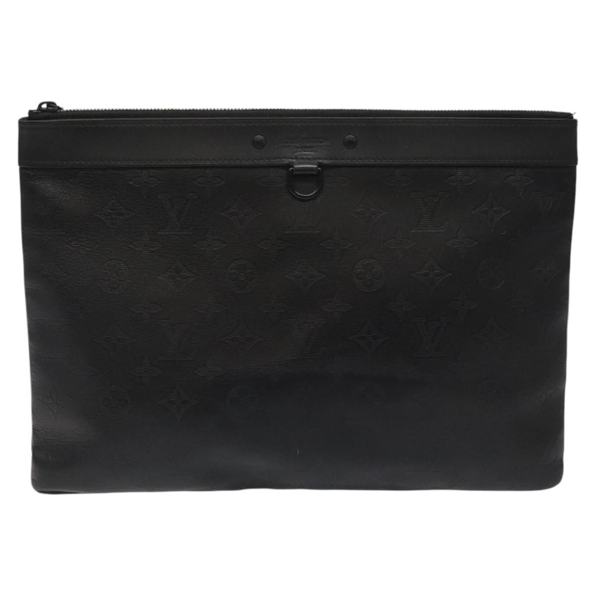 Louis Vuitton Discovery Pochette Monogram Shadow Leather Black Leather Bag (Pre-Owned)