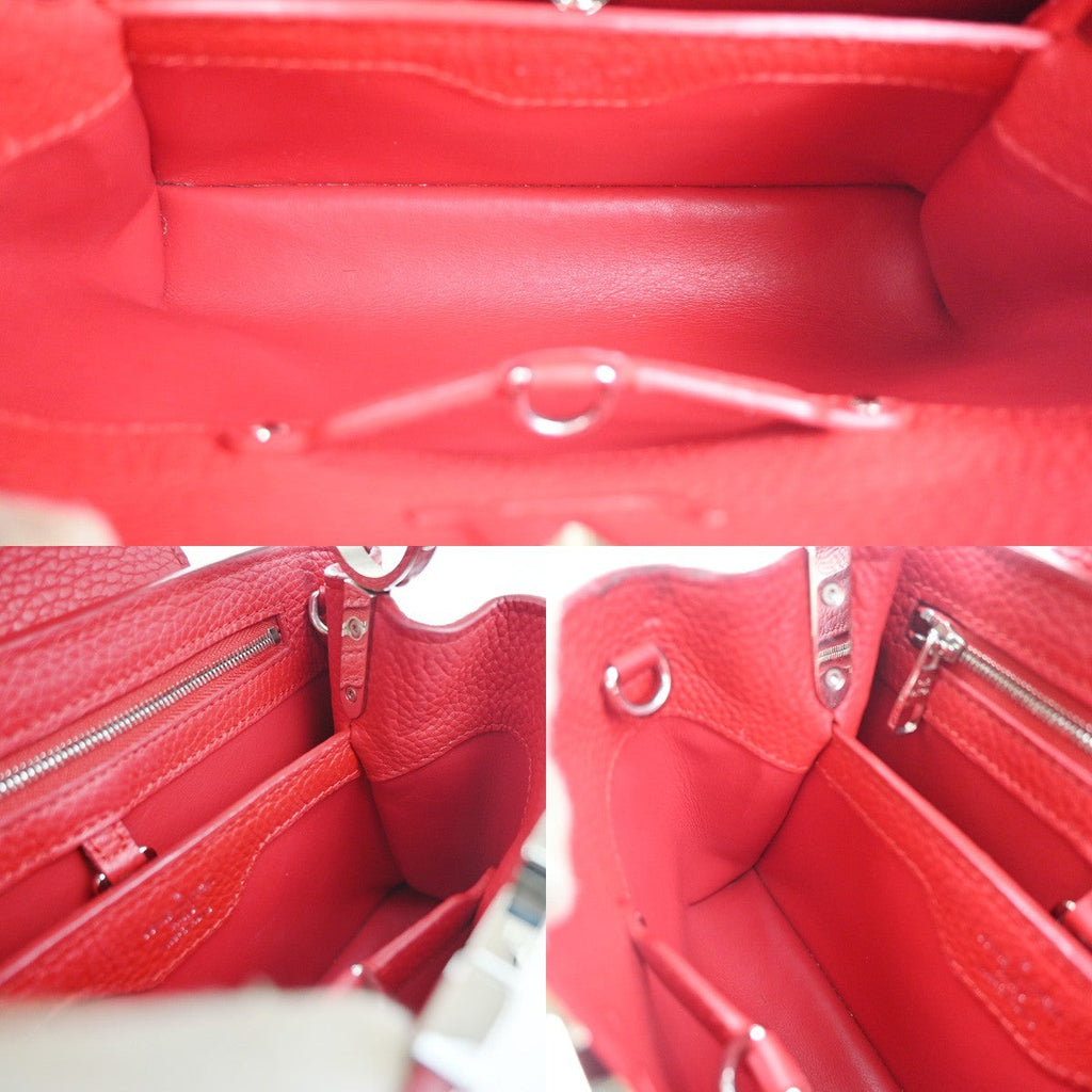 Louis Vuitton Capucines Bag Leather Red Leather Handbag (Pre-Owned)