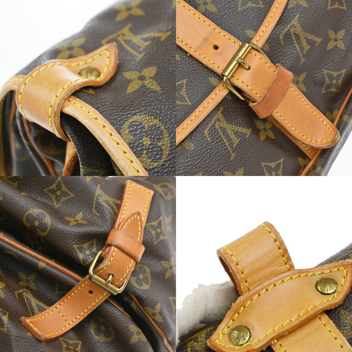 Louis Vuitton Saumur Handbag Monogram Canvas Brown Canvas Shoulder Bag Bag (Pre-Owned)