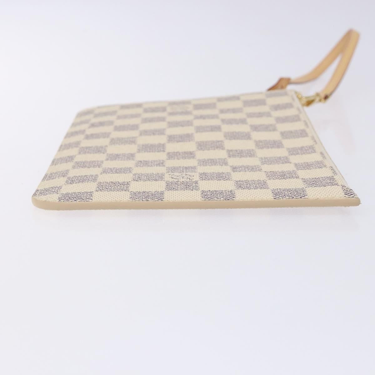 Louis Vuitton Neverfull Pochette Damier White Canvas Bag (Pre-Owned)