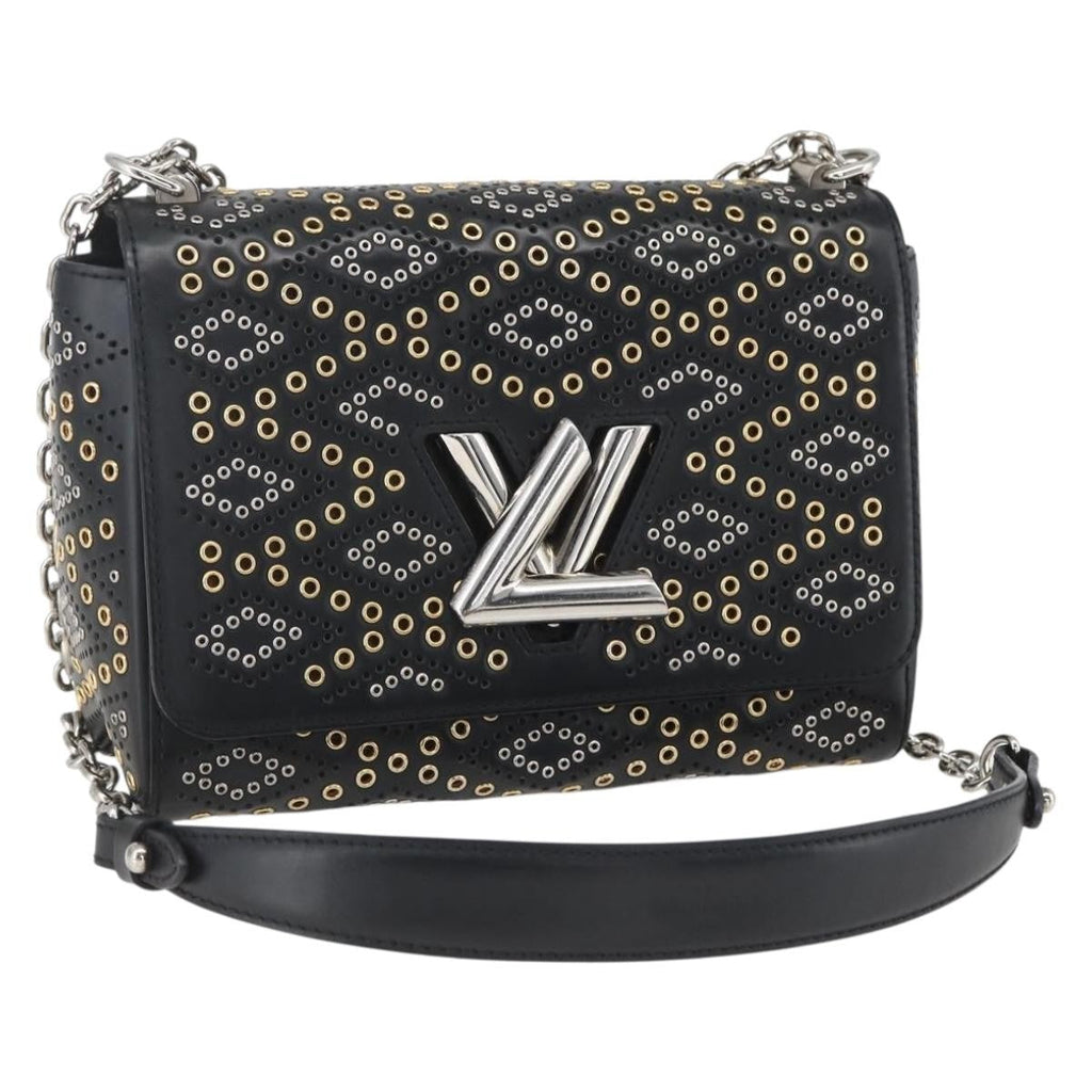 Louis Vuitton Twist Handbag Limited Edition Grommet Embellished Leather Black Leather Shoulder Bag Bag (Pre-Owned)