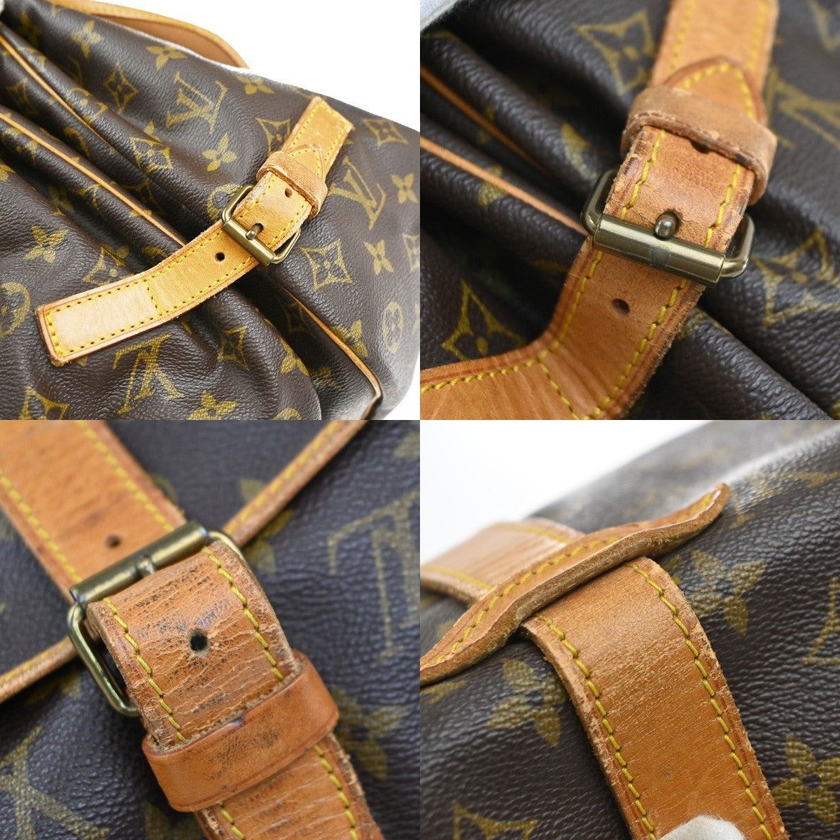 Louis Vuitton Saumur Handbag Monogram Canvas Brown Canvas Shoulder Bag Bag (Pre-Owned)