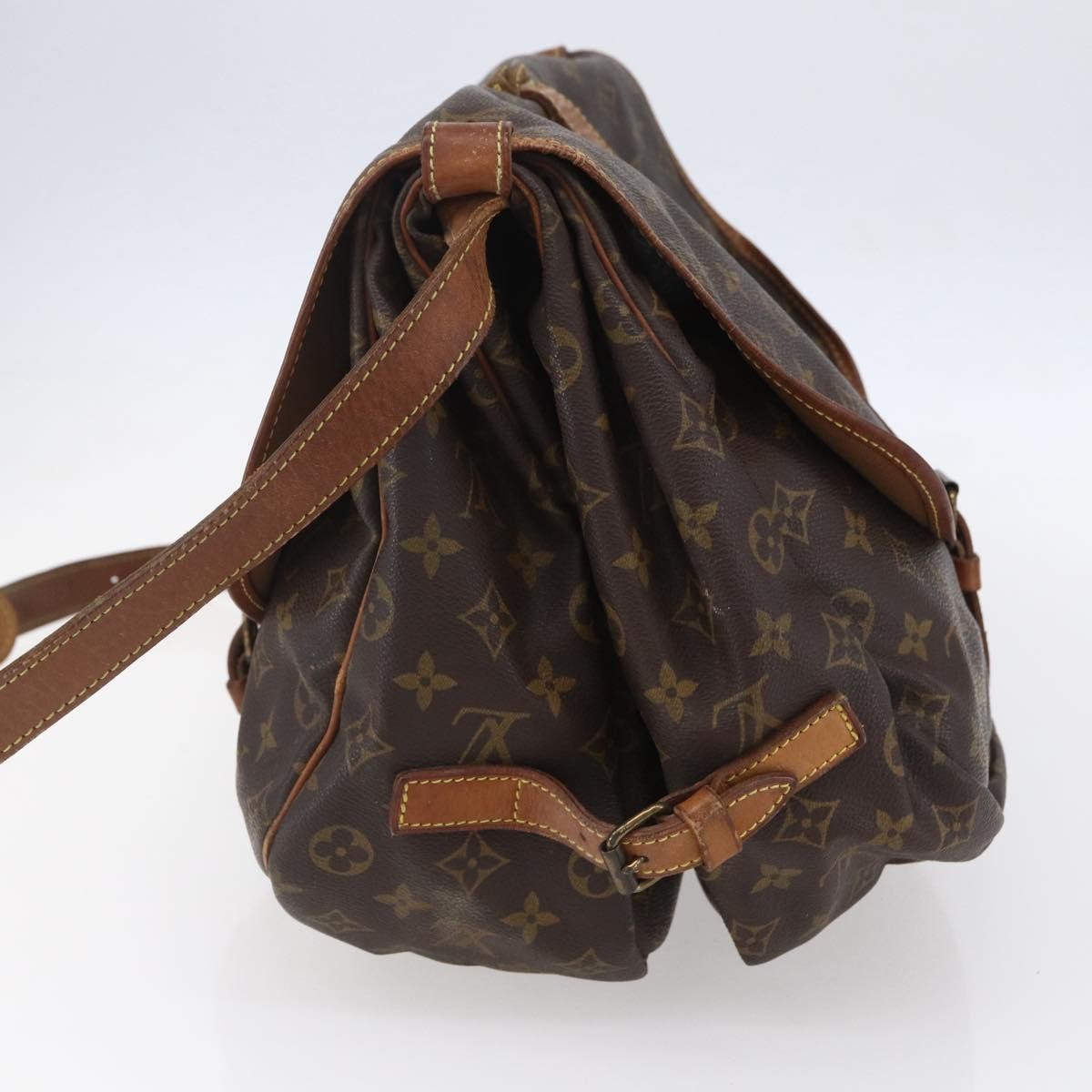 Louis Vuitton Saumur Handbag Monogram Canvas Brown Canvas Shoulder Bag Bag (Pre-Owned)