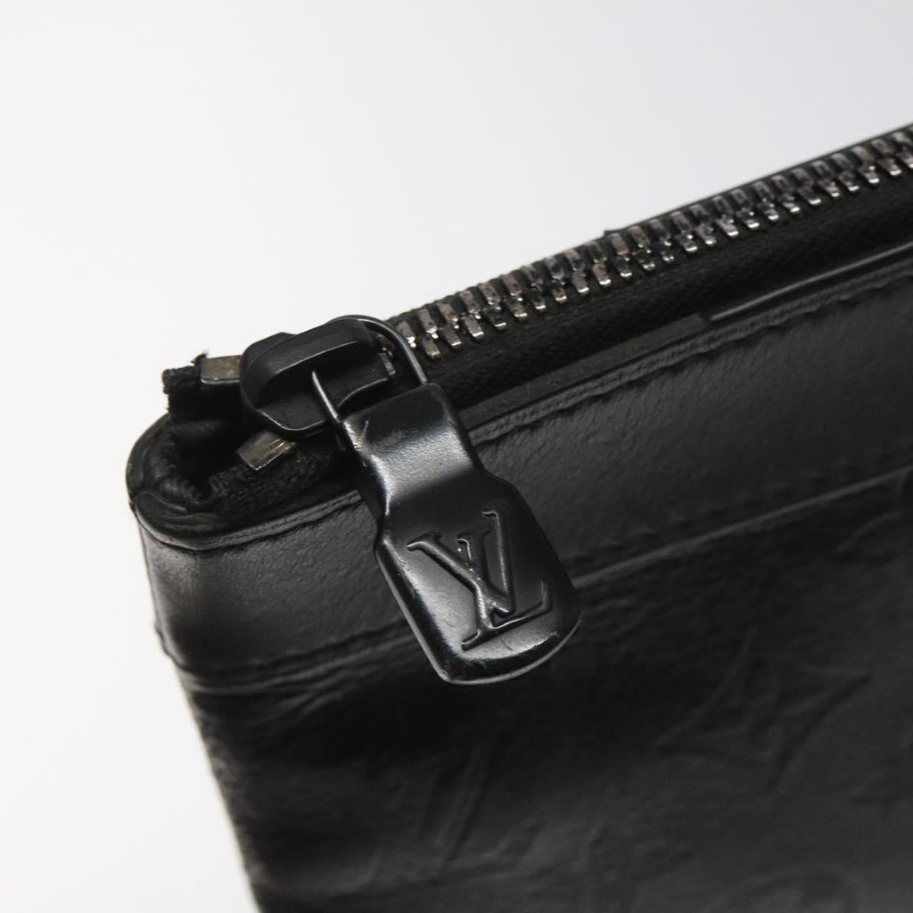 Louis Vuitton Discovery Pochette Monogram Shadow Leather Black Leather Bag (Pre-Owned)