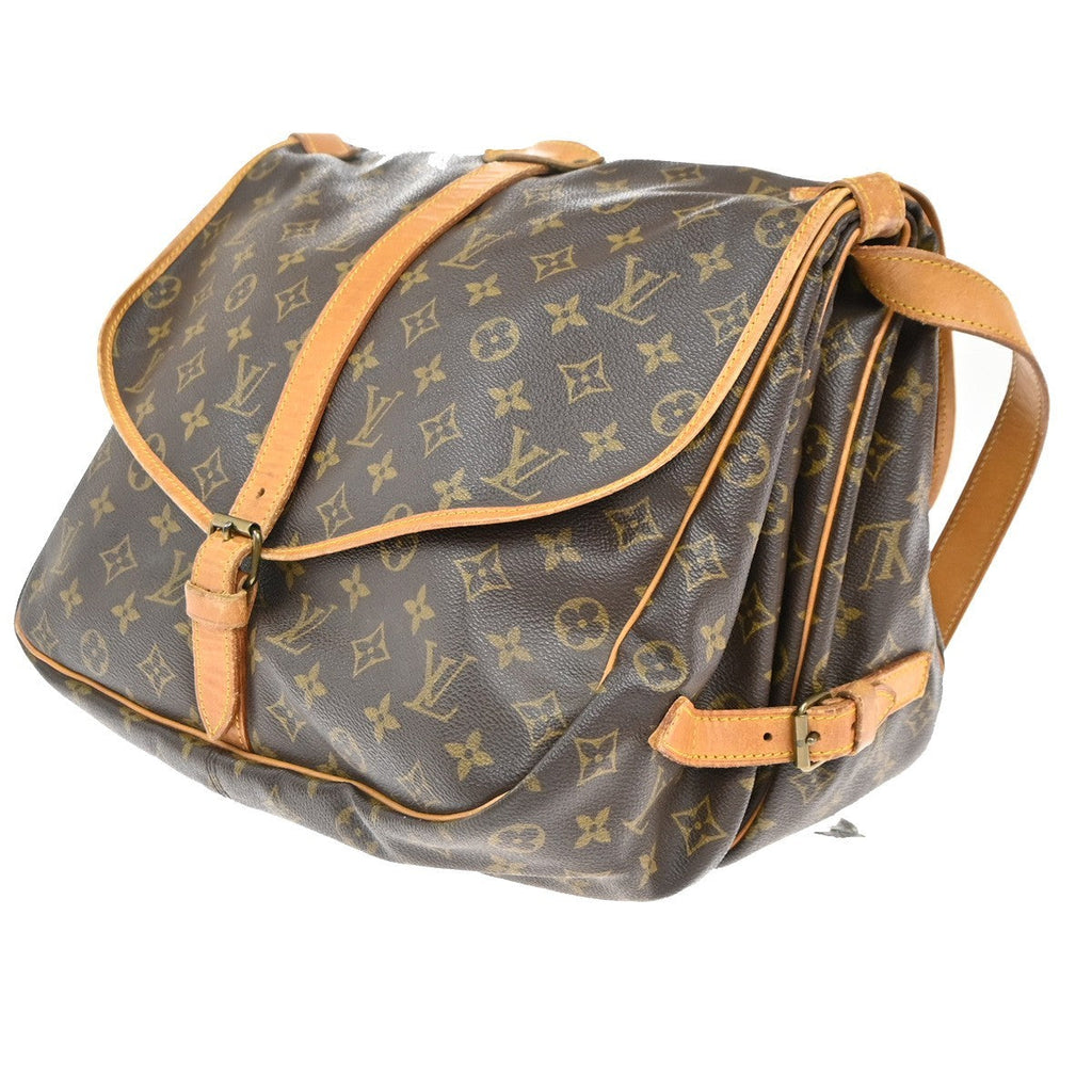 Louis Vuitton Saumur Handbag Monogram Canvas Brown Canvas Shoulder Bag Bag (Pre-Owned)