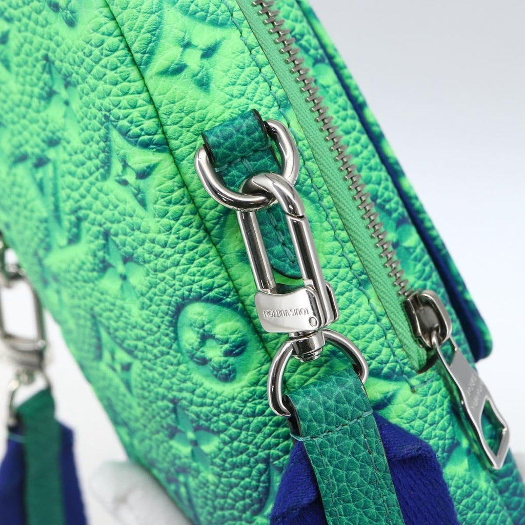 Louis Vuitton Double Phone Pouch Nm Monogram Shadow Leather Green Leather Clutche & Pouche Bag (Pre-Owned)