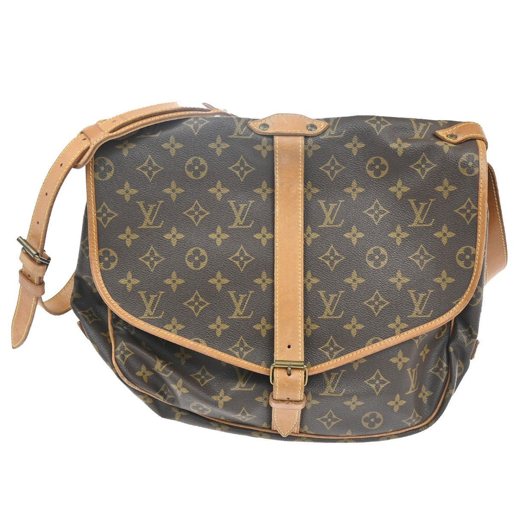 Louis Vuitton Saumur Handbag Monogram Canvas Brown Canvas Shoulder Bag Bag (Pre-Owned)