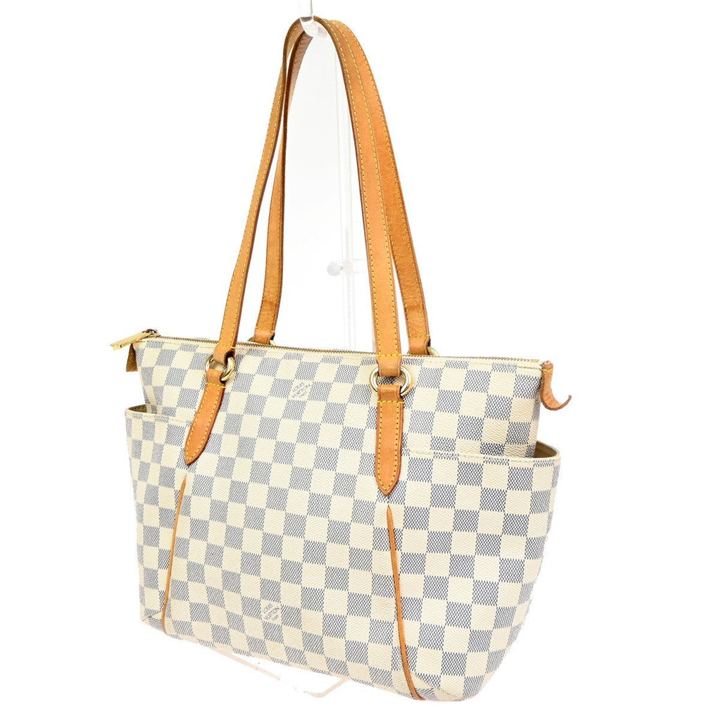 Louis Vuitton Totally Handbag Damier Azur White Canvas Shoulder Bag Bag (Pre-Owned)