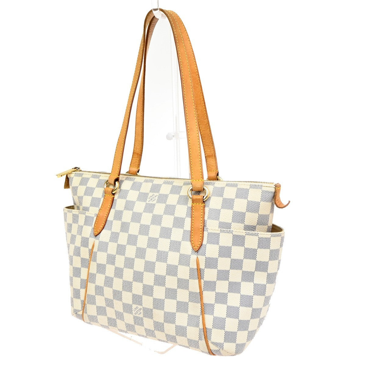 Louis Vuitton Totally Handbag Damier Azur White Canvas Shoulder Bag Bag (Pre-Owned)