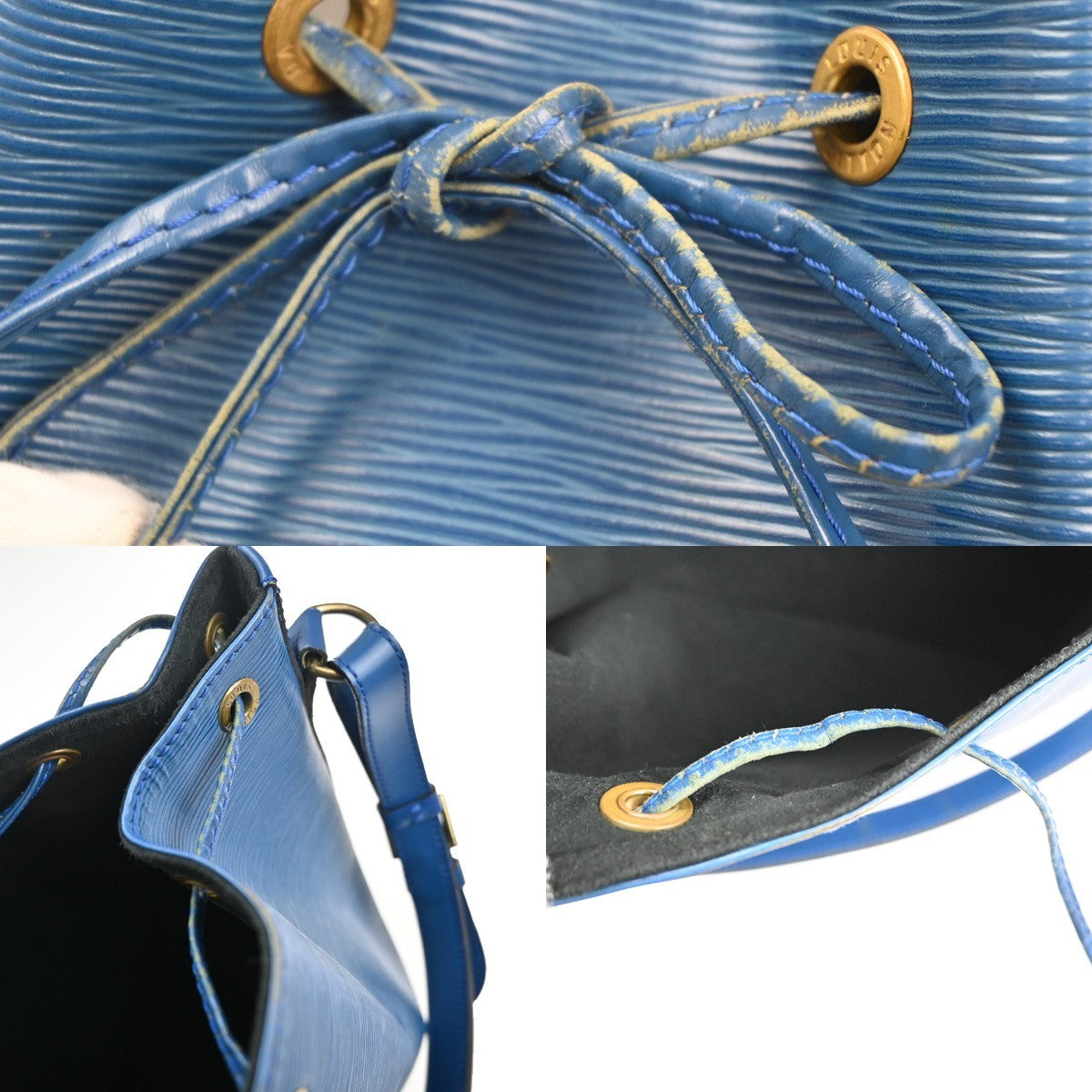 Louis Vuitton Petit Noe Handbag Epi Leather Blue Leather Shoulder Bag Bag (Pre-Owned)