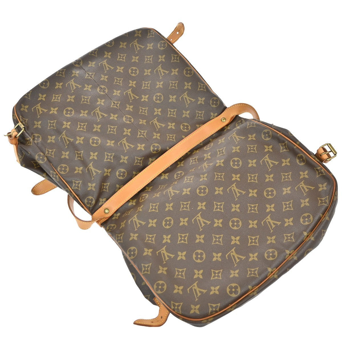 Louis Vuitton Saumur Handbag Monogram Canvas Brown Canvas Shoulder Bag Bag (Pre-Owned)
