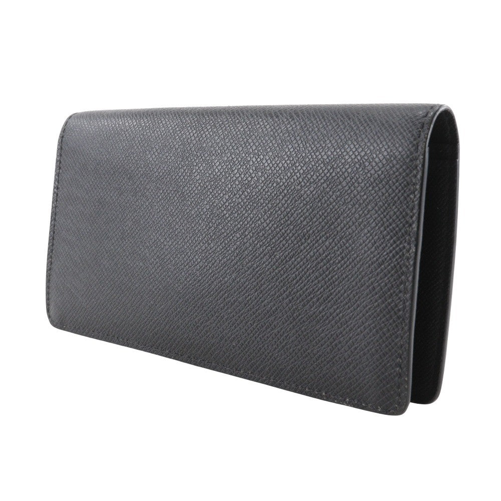 Louis Vuitton Brazza Long Bifold Wallet Taiga Leather Black Leather Wallets Accessory (Pre-Owned)