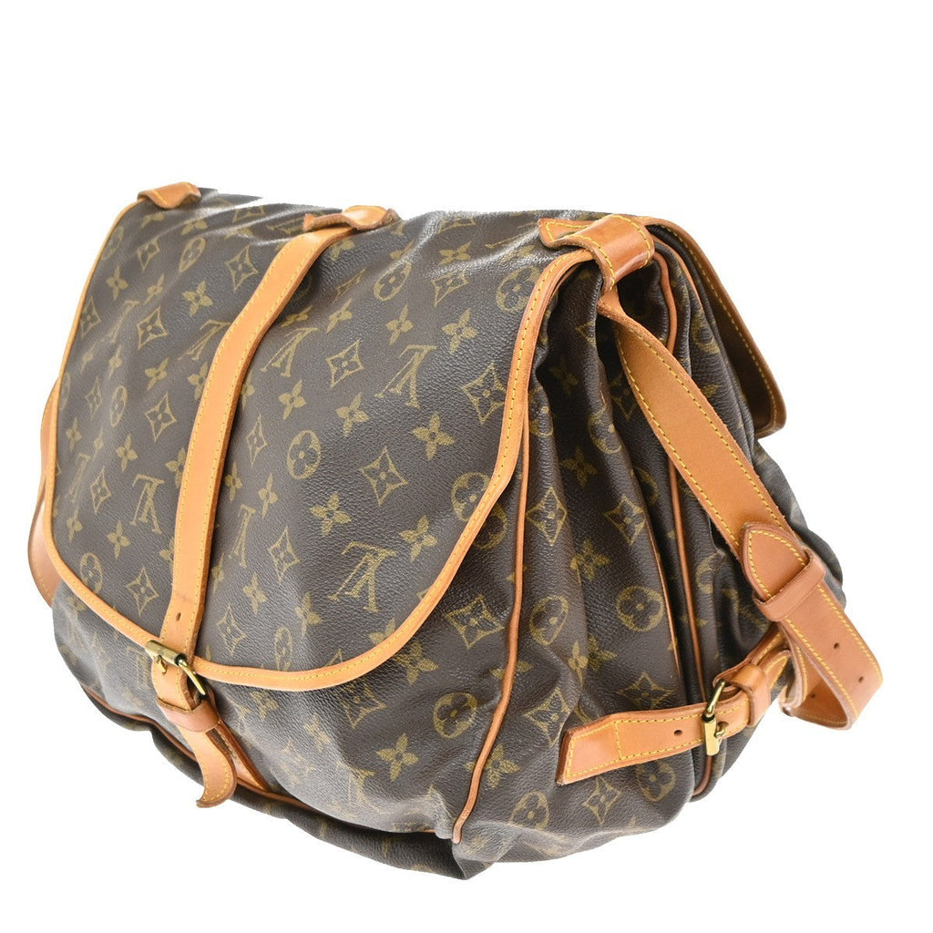 Louis Vuitton Saumur Handbag Monogram Canvas Brown Canvas Shoulder Bag Bag (Pre-Owned)