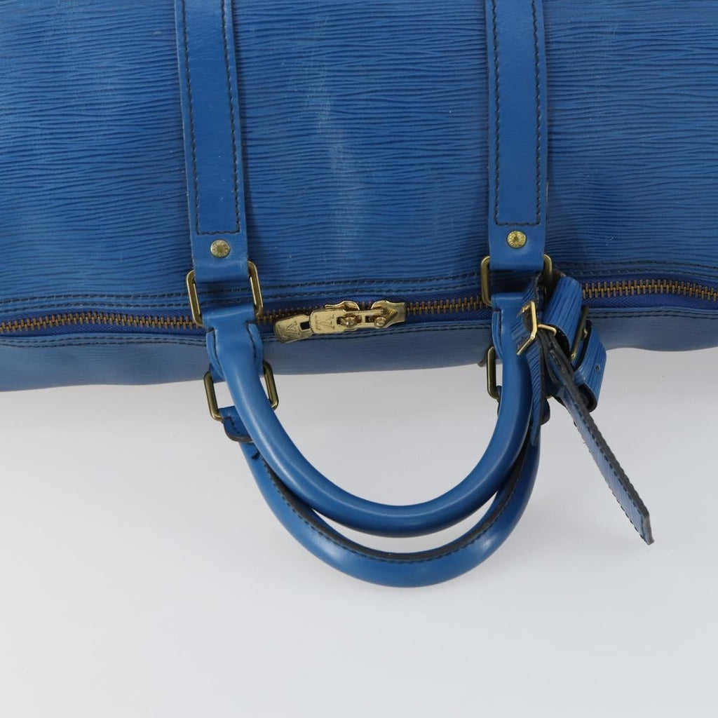 Louis Vuitton Keepall Bag Epi Leather Blue Leather Travel Bag Bag (Pre-Owned)