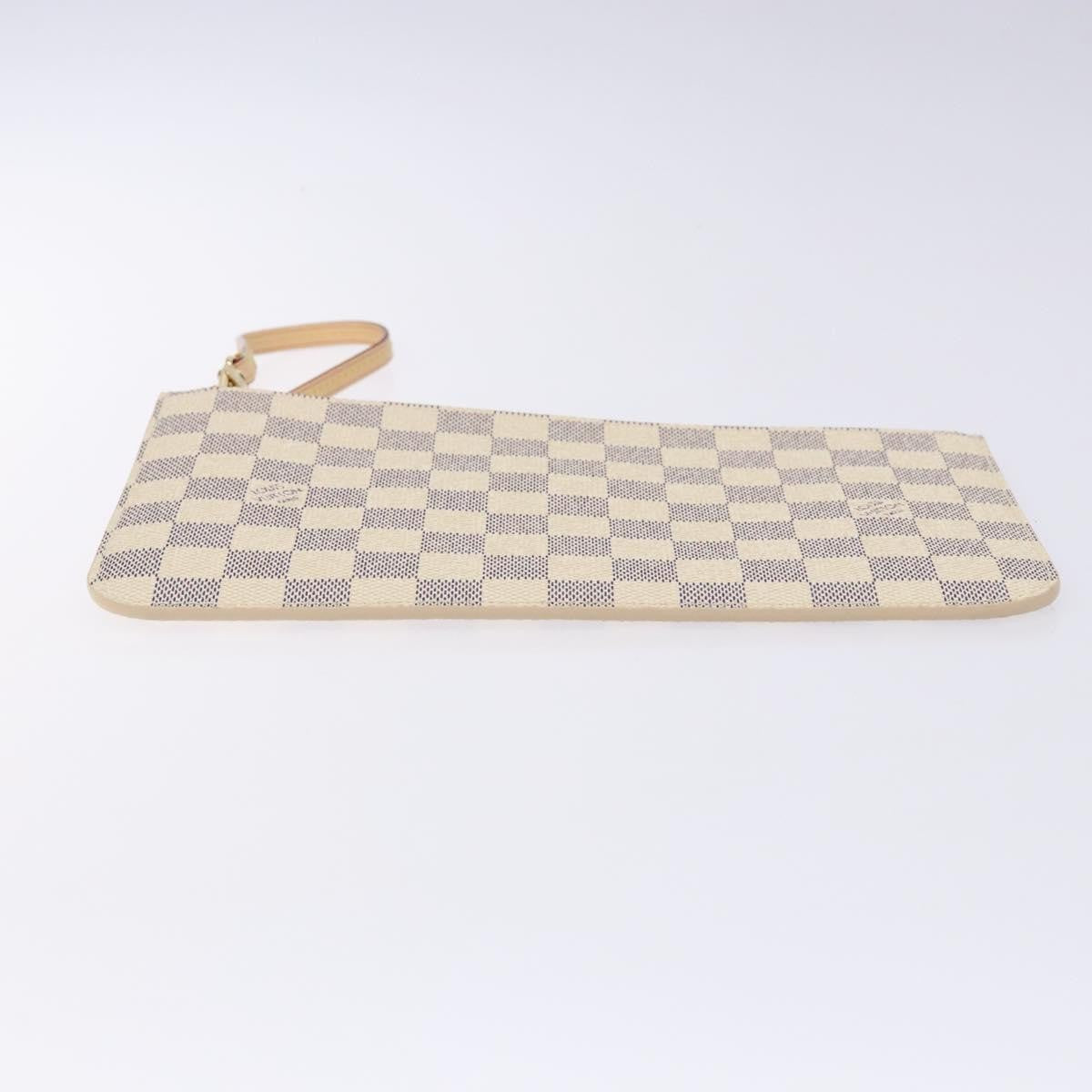 Louis Vuitton Neverfull Pochette Damier White Canvas Bag (Pre-Owned)