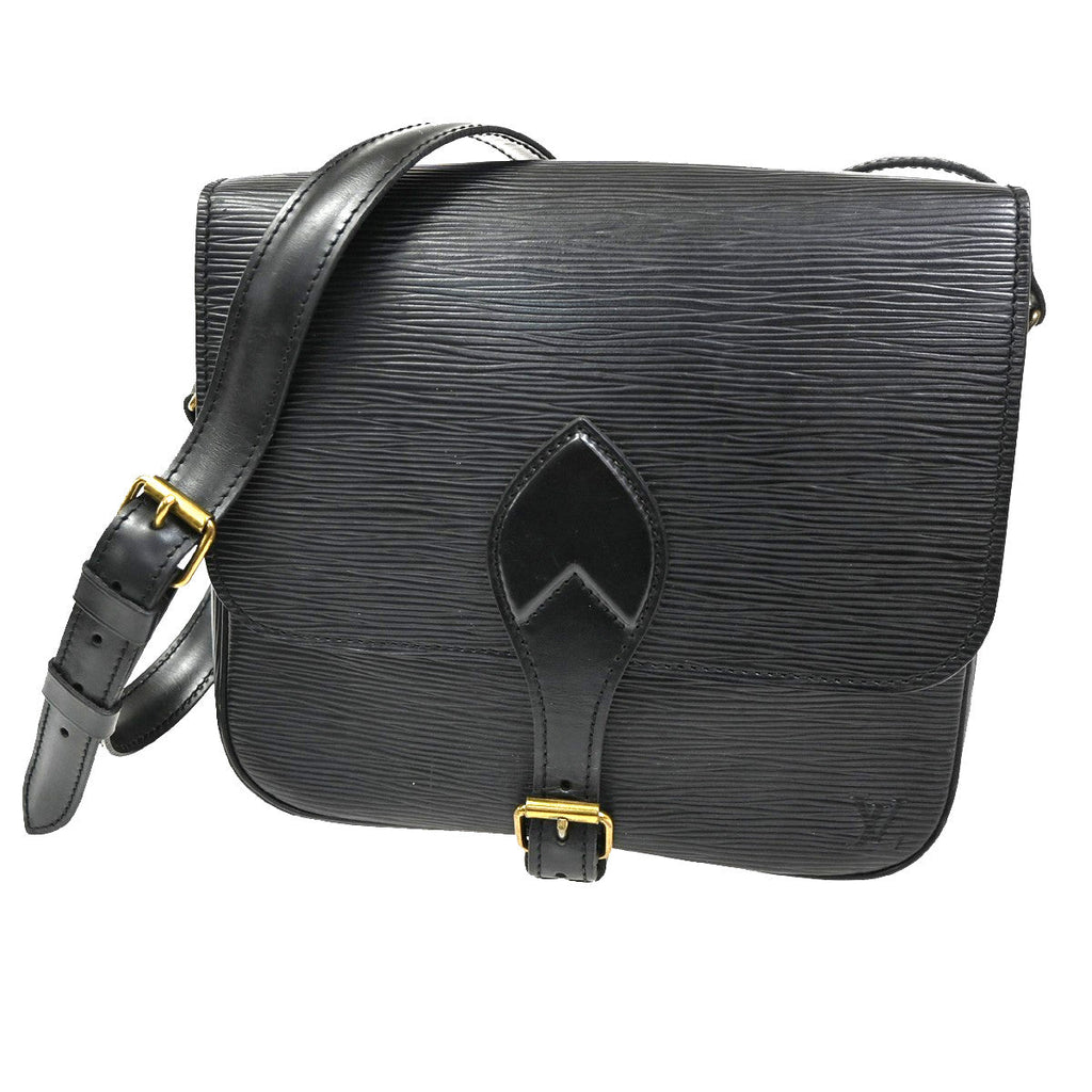 Louis Vuitton Cartouchiere Handbag Epi Leather Black Leather Shoulder Bag Bag (Pre-Owned)