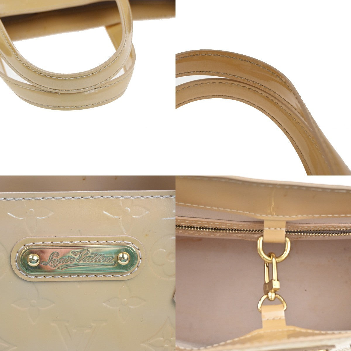 Louis Vuitton Wilshire Handbag Monogram Vernis Beige Patent_Leather Handbag (Pre-Owned)