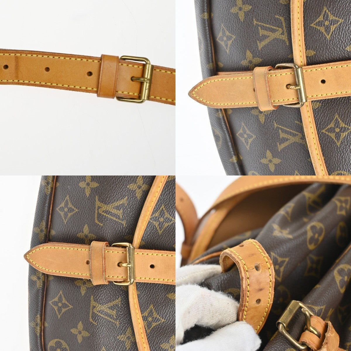 Louis Vuitton Saumur Handbag Monogram Canvas Brown Canvas Shoulder Bag Bag (Pre-Owned)