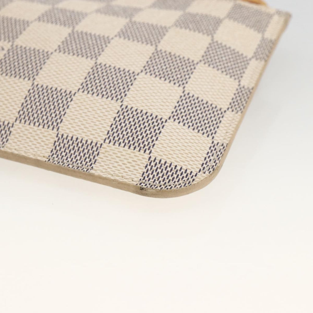 Louis Vuitton Neverfull Pochette Damier White Canvas Clutche & Pouche Bag (Pre-Owned)