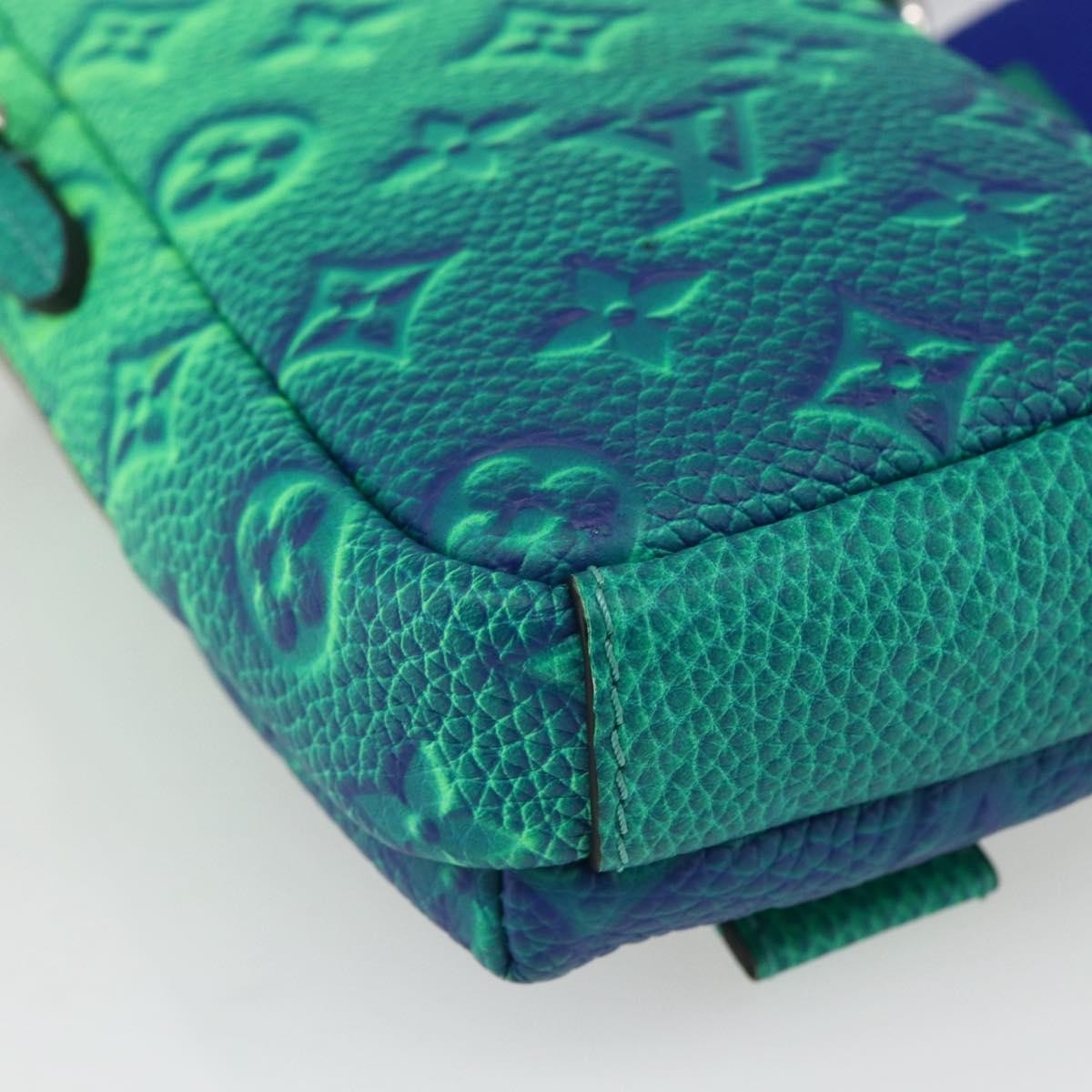 Louis Vuitton Double Phone Pouch Nm Monogram Shadow Leather Green Leather Clutche & Pouche Bag (Pre-Owned)