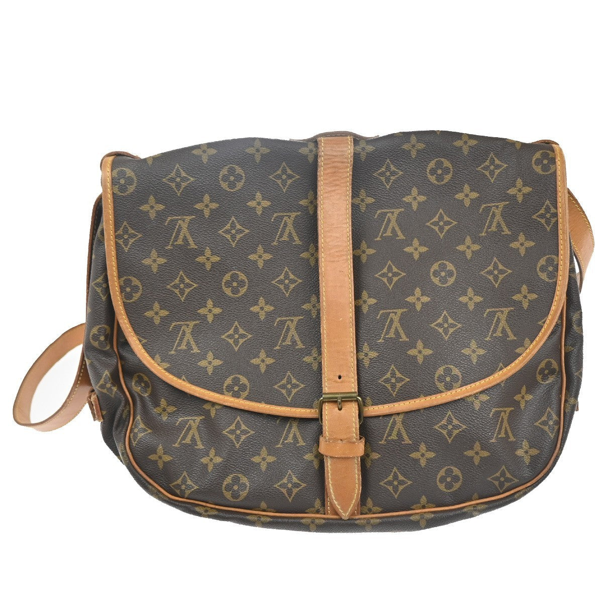 Louis Vuitton Saumur Handbag Monogram Canvas Brown Canvas Shoulder Bag Bag (Pre-Owned)
