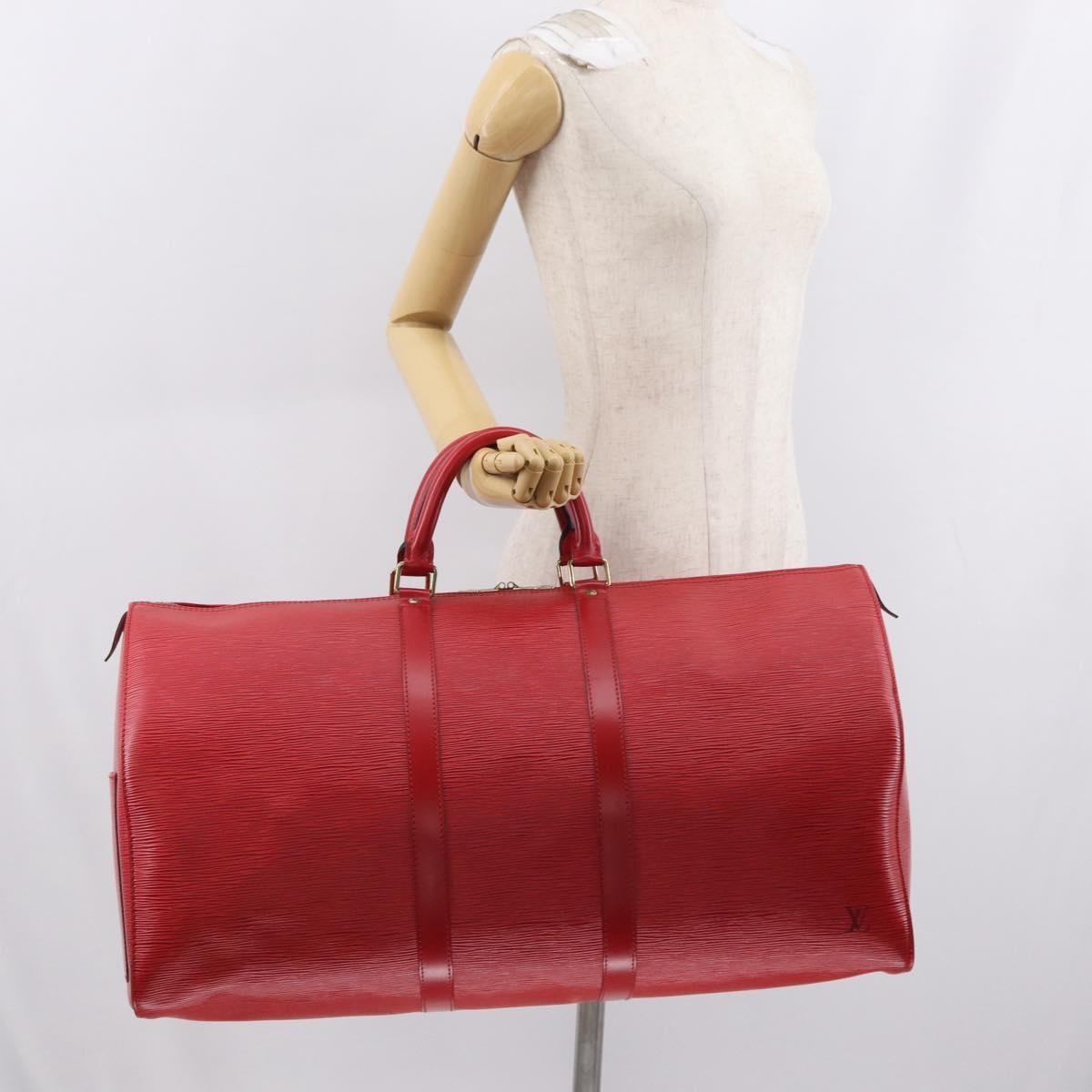 Louis Vuitton Keepall Bag Epi Leather Red Leather Travel Bag Bag (Pre-Owned)